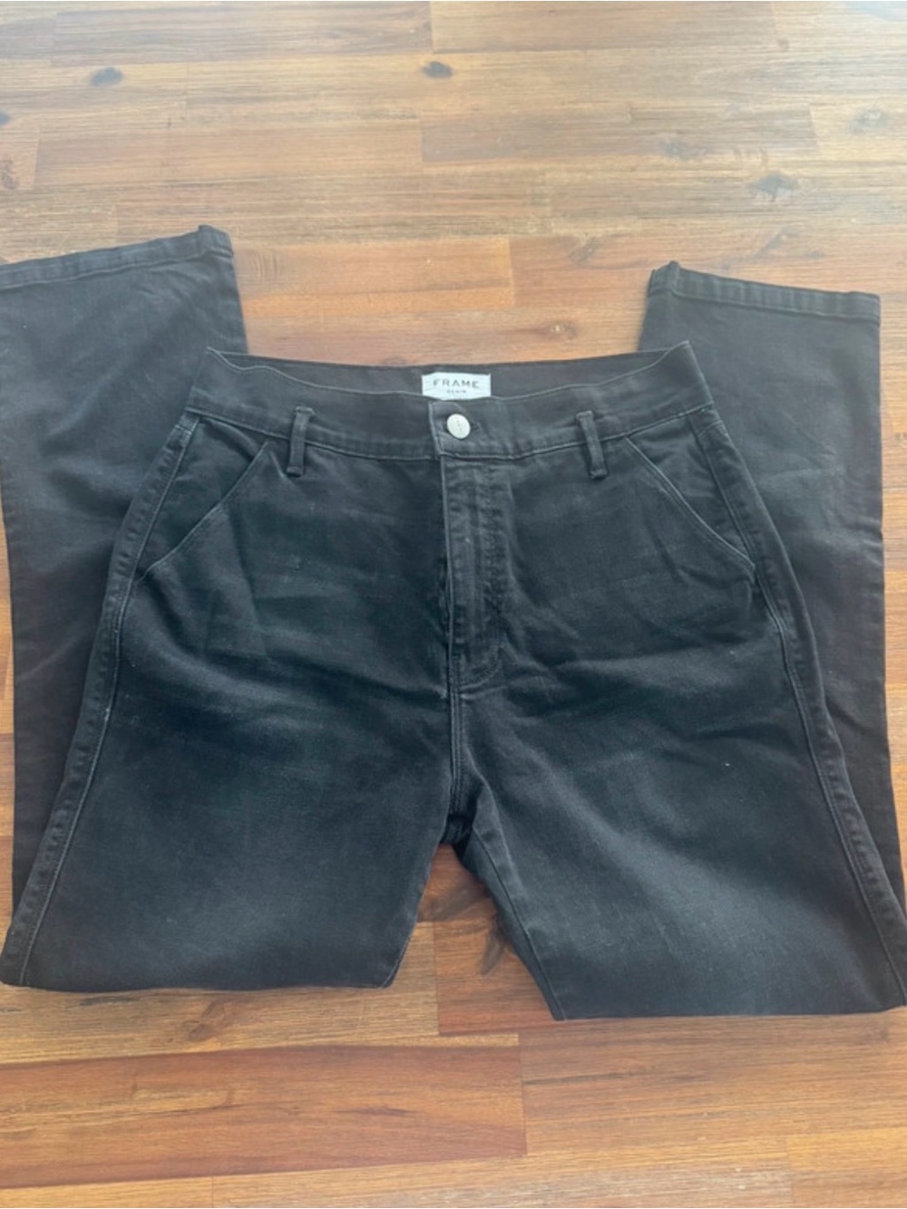 Frame Denim Black Straight-Leg Jeans - Picture 4 of 4